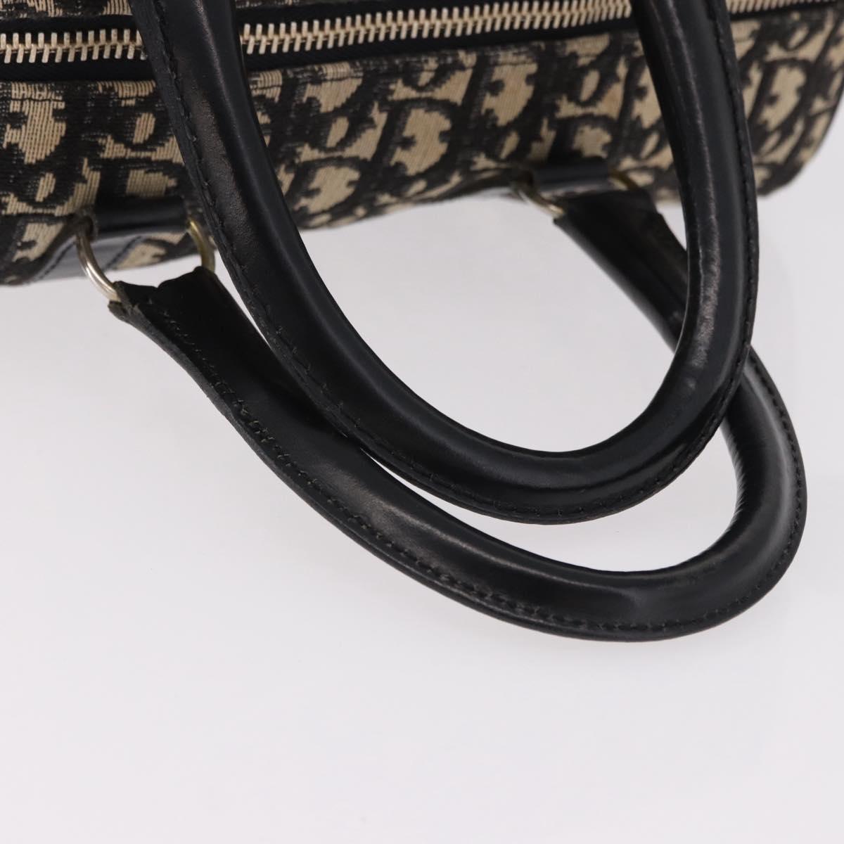 Christian Dior Trotter Canvas Boston Bag Black Silver Auth bs36116A