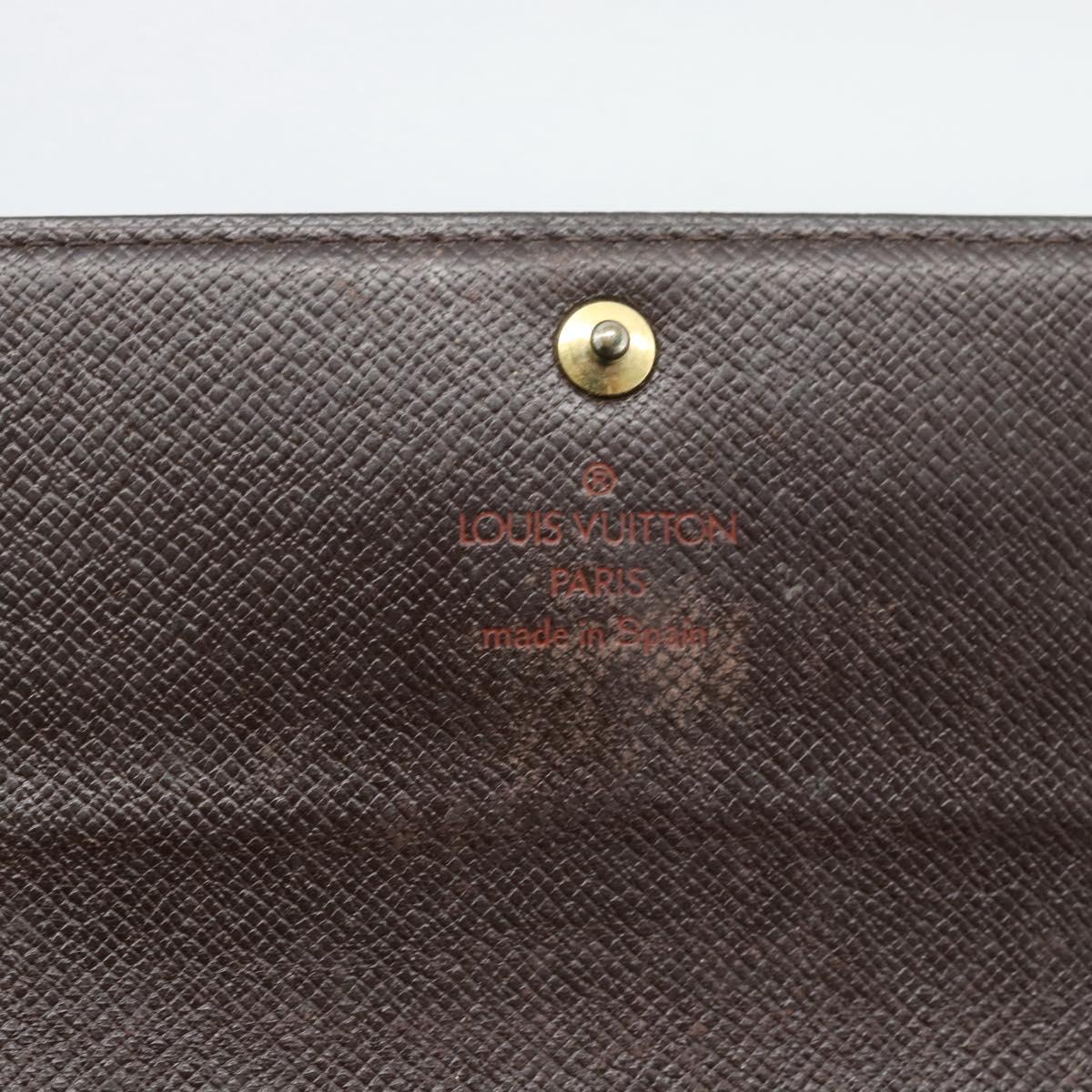 LOUIS VUITTON Damier Ebene Portefeuille Sarah Long Wallet N60491 LV Auth bs36121