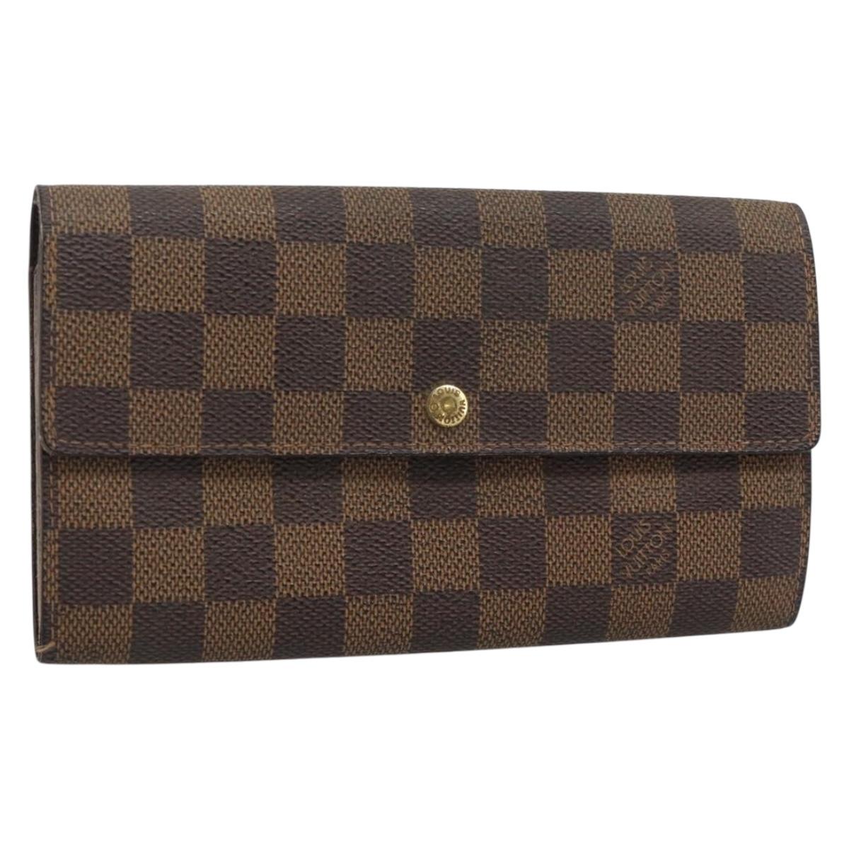 LOUIS VUITTON Damier Ebene Portefeuille Sarah Long Wallet N60491 LV Auth bs36121