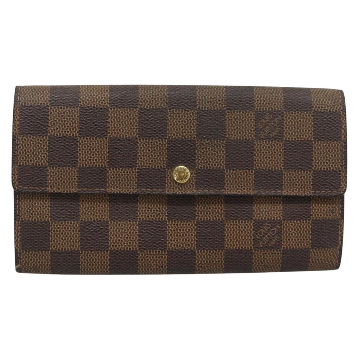 LOUIS VUITTON Damier Ebene Portefeuille Sarah Long Wallet N60491 LV Auth bs36121
