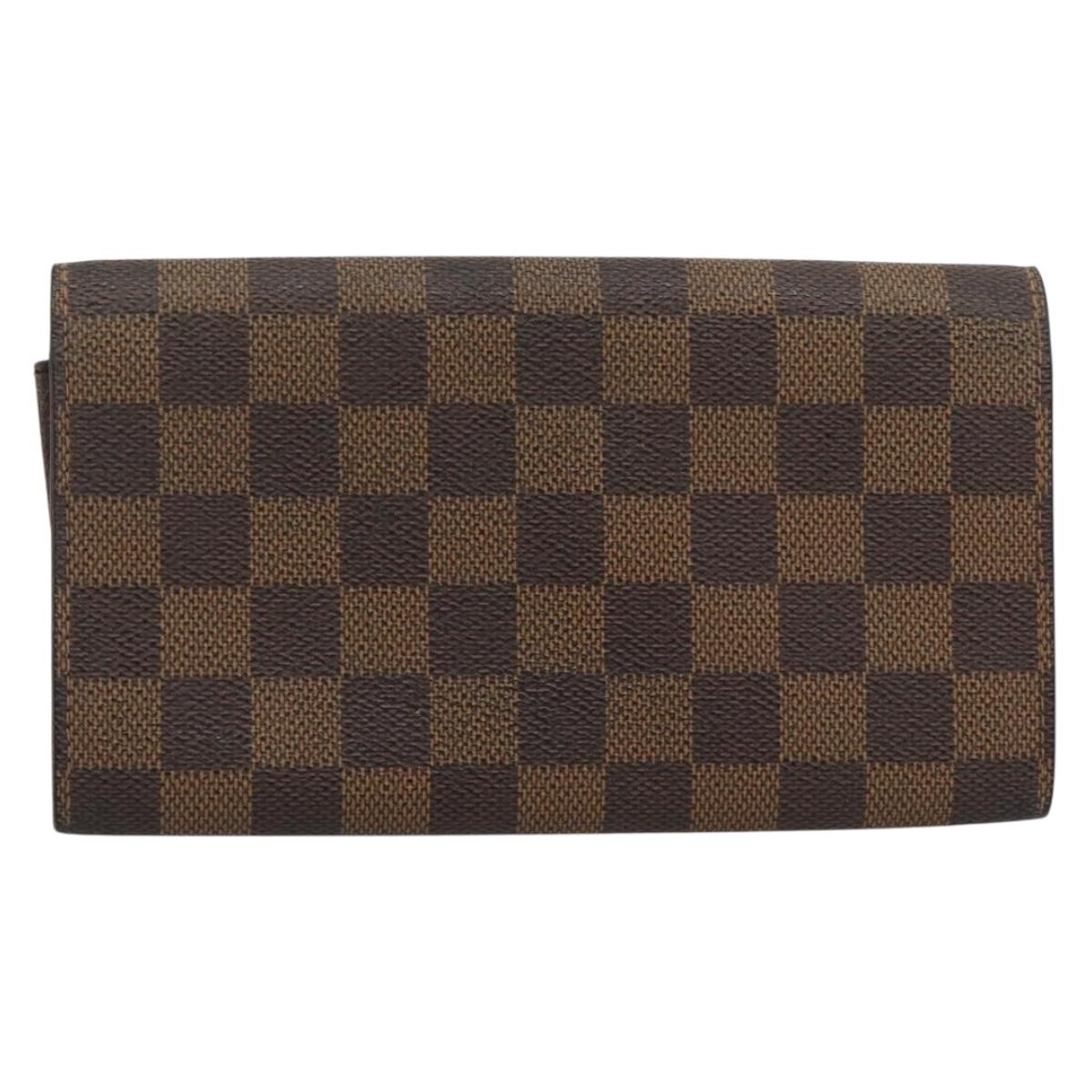 LOUIS VUITTON Damier Ebene Portefeuille Sarah Long Wallet N60491 LV Auth bs36121