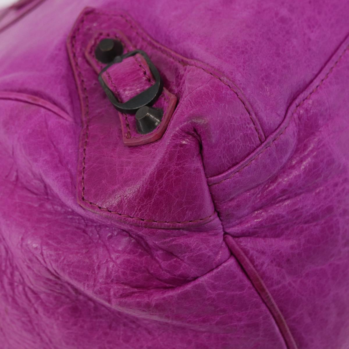 BALENCIAGA The Drum Hand Bag Leather Purple 232732 Auth bs36143V