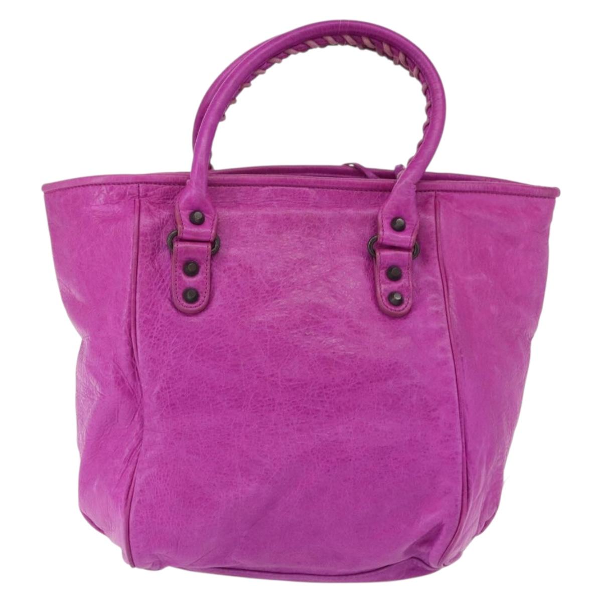 BALENCIAGA The Drum Hand Bag Leather Purple 232732 Auth bs36143V