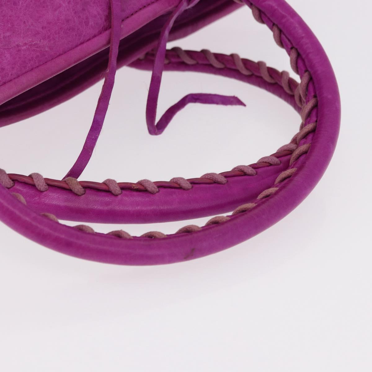 BALENCIAGA The Drum Hand Bag Leather Purple 232732 Auth bs36143V