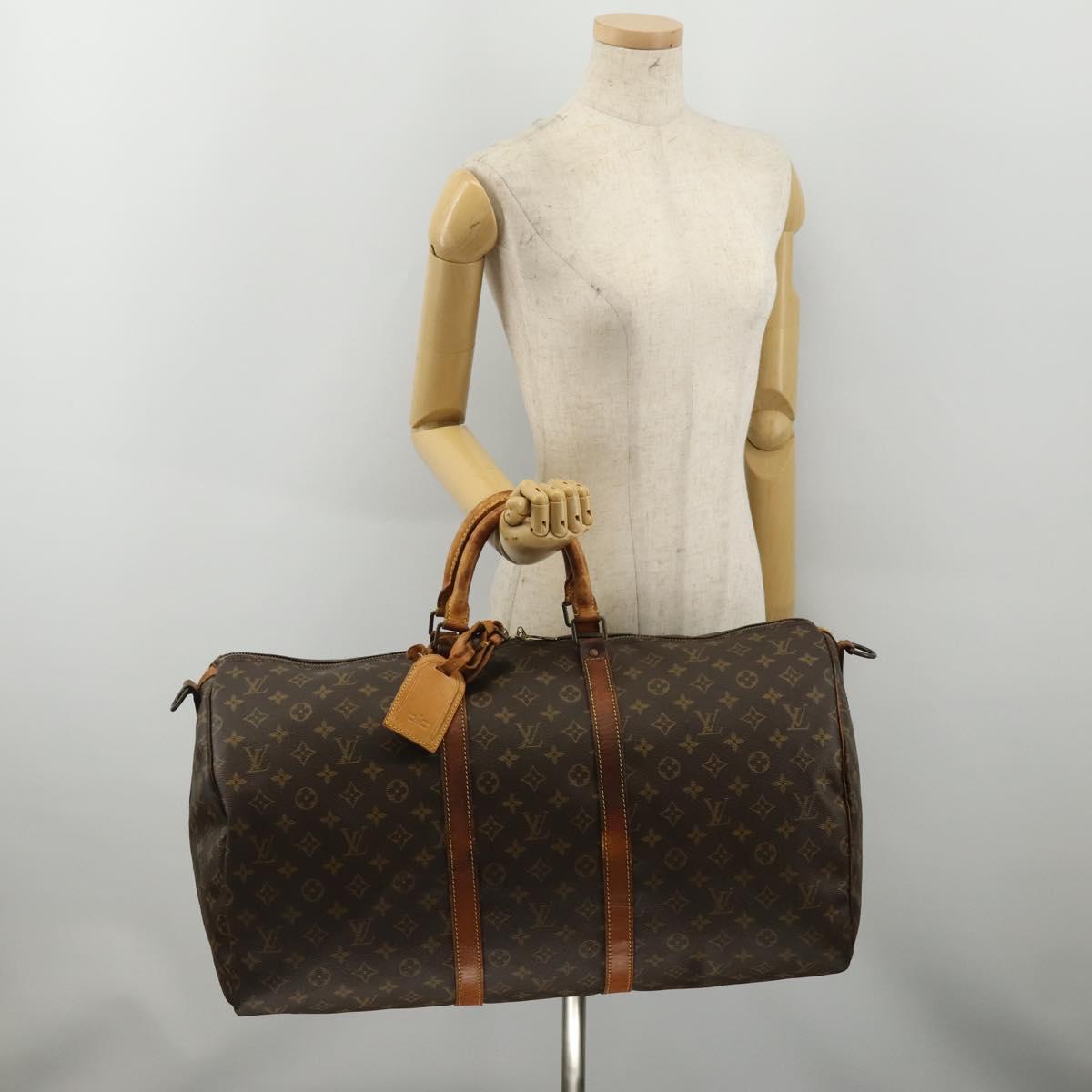 LOUIS VUITTON Monogram Keepall Bandouliere 55 Boston Bag M41414 LV Auth bs36149