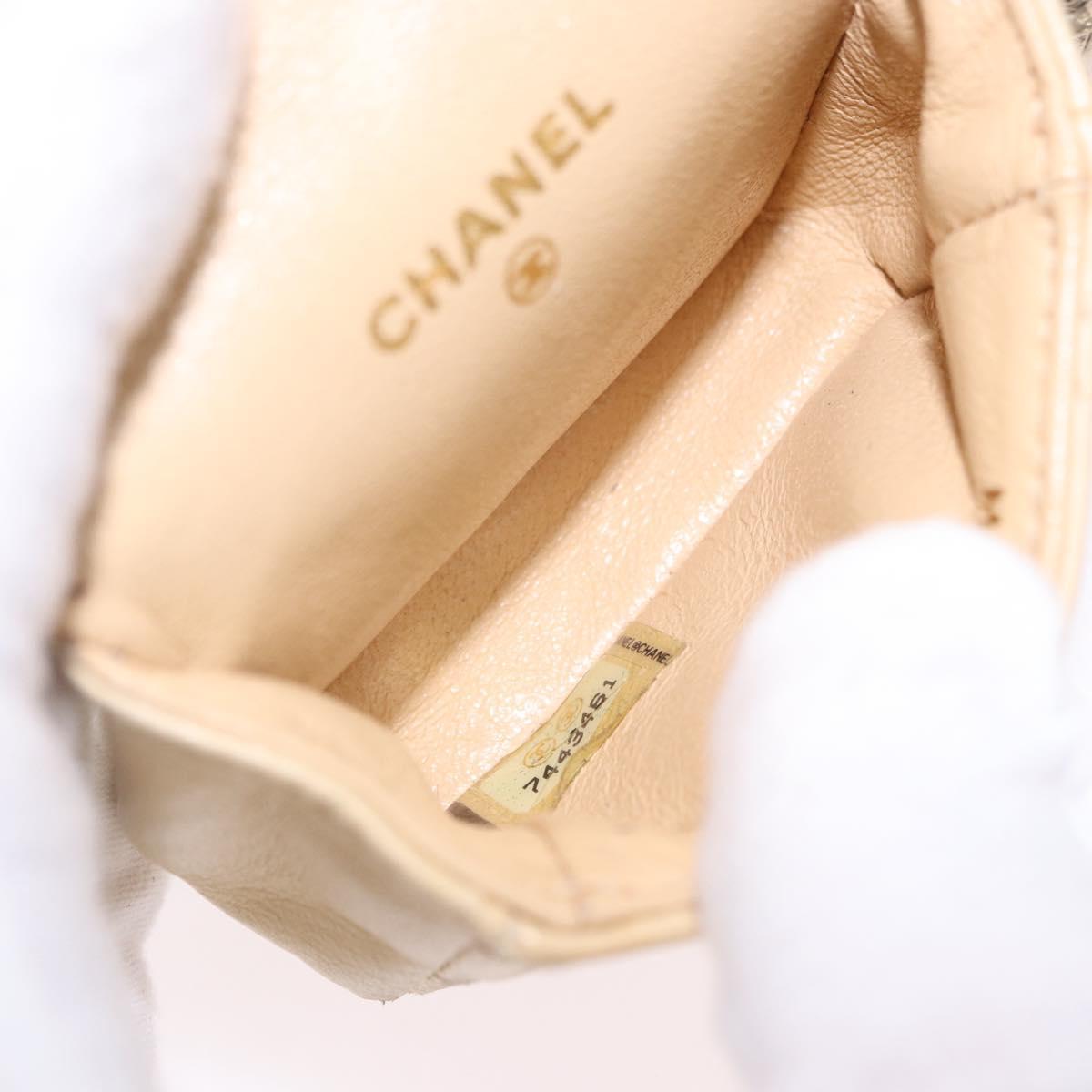 CHANEL Mini Mini Matelasse Charm Lamb Skin Beige CC Auth bs36151