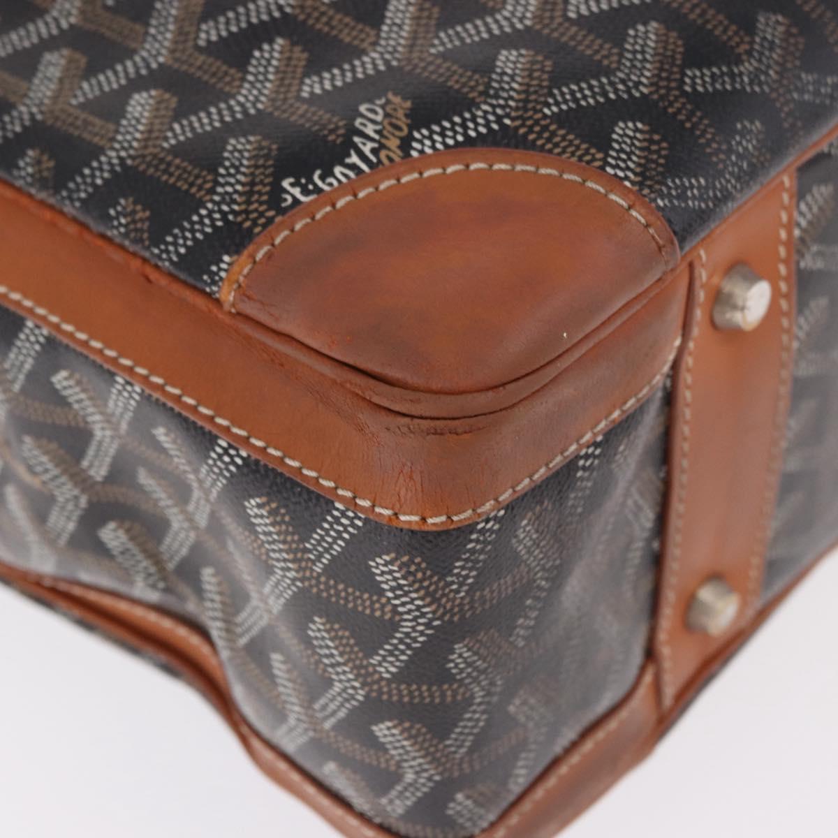 GOYARD Herringbone Boston Bag PVC Black Silver Auth bs36155