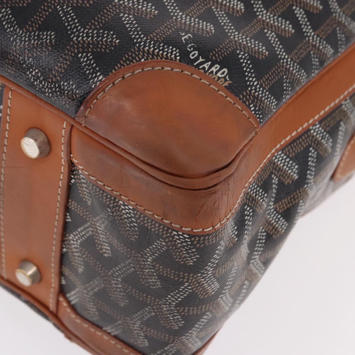 GOYARD Herringbone Boston Bag PVC Black Silver Auth bs36155