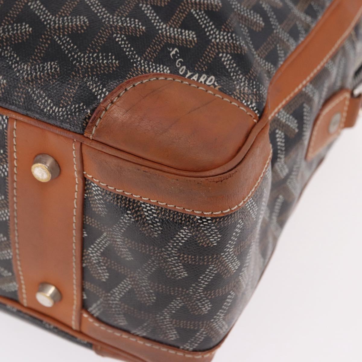 GOYARD Herringbone Boston Bag PVC Black Silver Auth bs36155