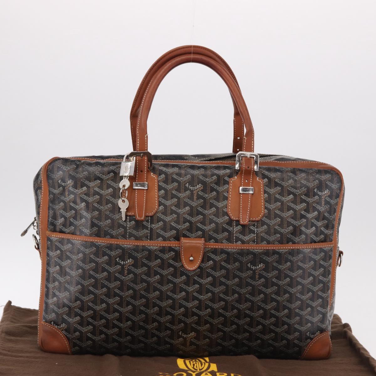 GOYARD Herringbone Boston Bag PVC Black Silver Auth bs36155
