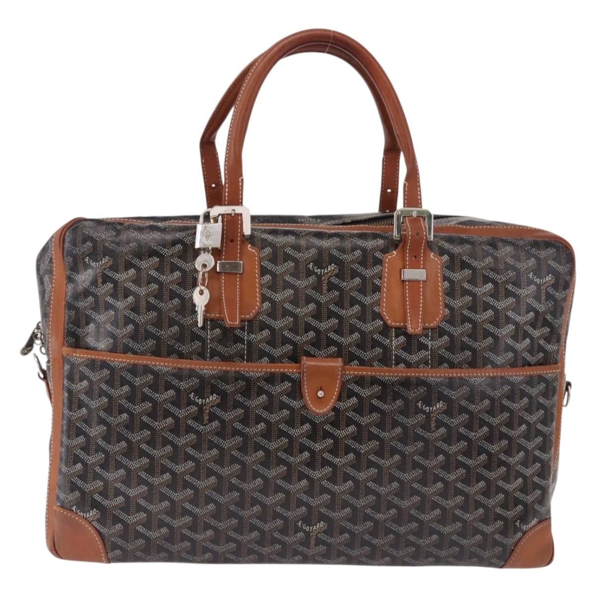 GOYARD Herringbone Boston Bag PVC Black Silver Auth bs36155