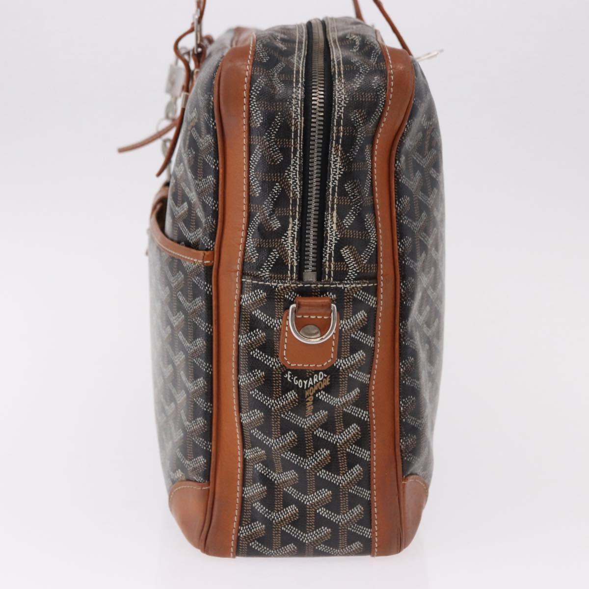 GOYARD Herringbone Boston Bag PVC Black Silver Auth bs36155
