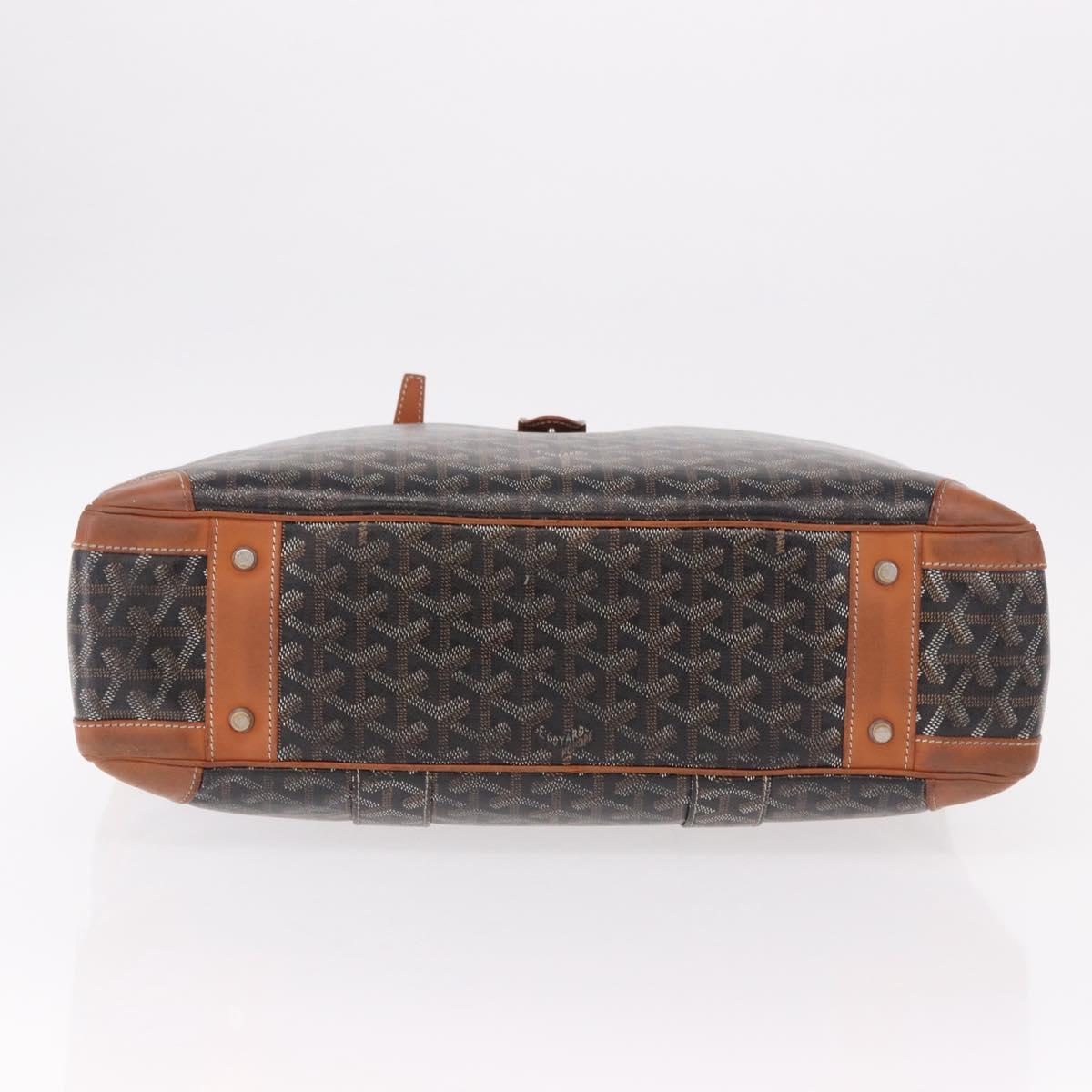 GOYARD Herringbone Boston Bag PVC Black Silver Auth bs36155