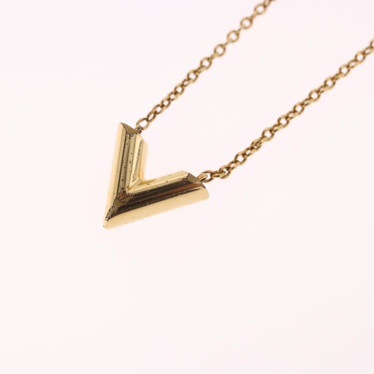 LOUIS VUITTON Essential V Necklace Gold M61083 LV Auth bs36156