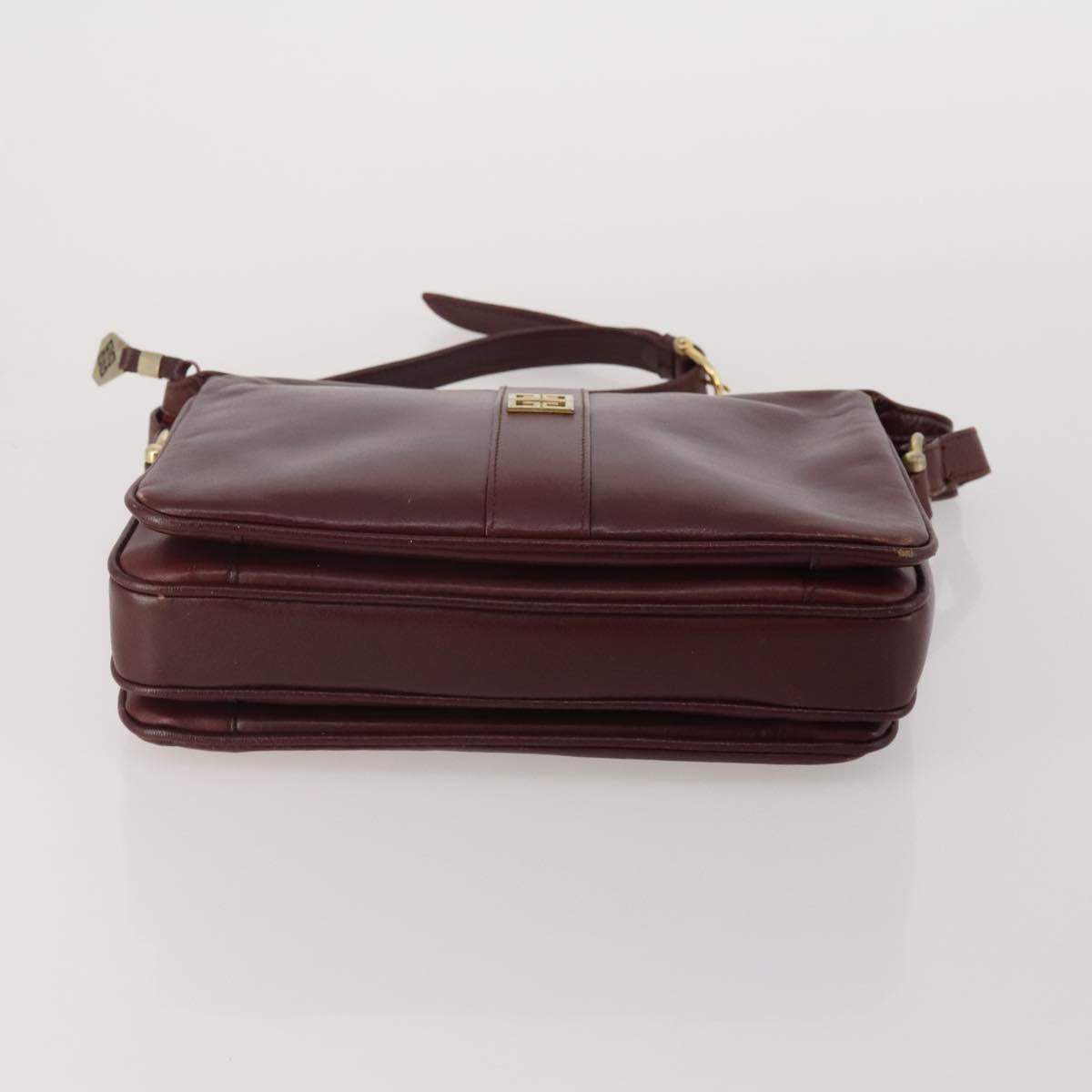 GIVENCHY Shoulder Bag Leather 3 Set Beige Black Red Auth bs36160