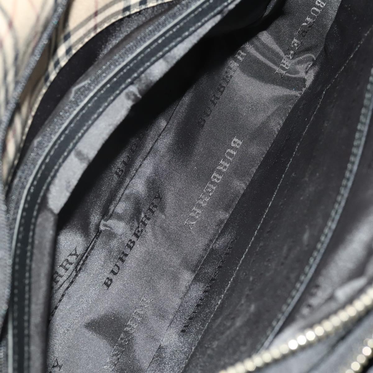 Burberrys Nova Check Hand Bag Canvas nylon 2 Set Black Beige Auth bs36161