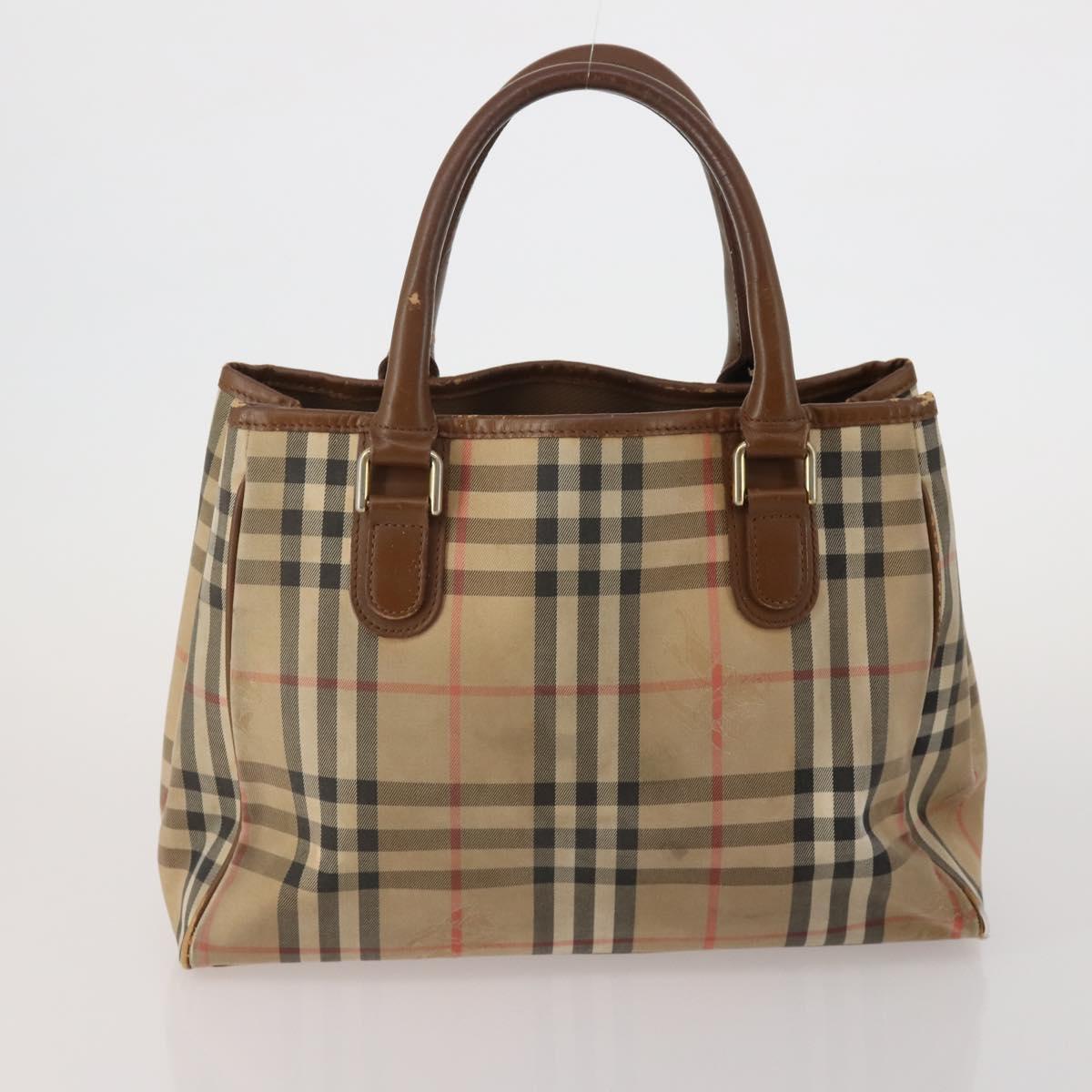 Burberrys Nova Check Hand Bag Canvas nylon 2 Set Black Beige Auth bs36161