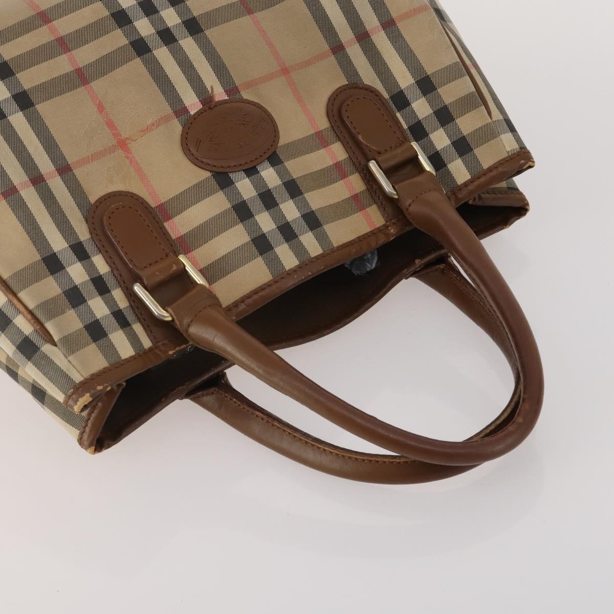 Burberrys Nova Check Hand Bag Canvas nylon 2 Set Black Beige Auth bs36161