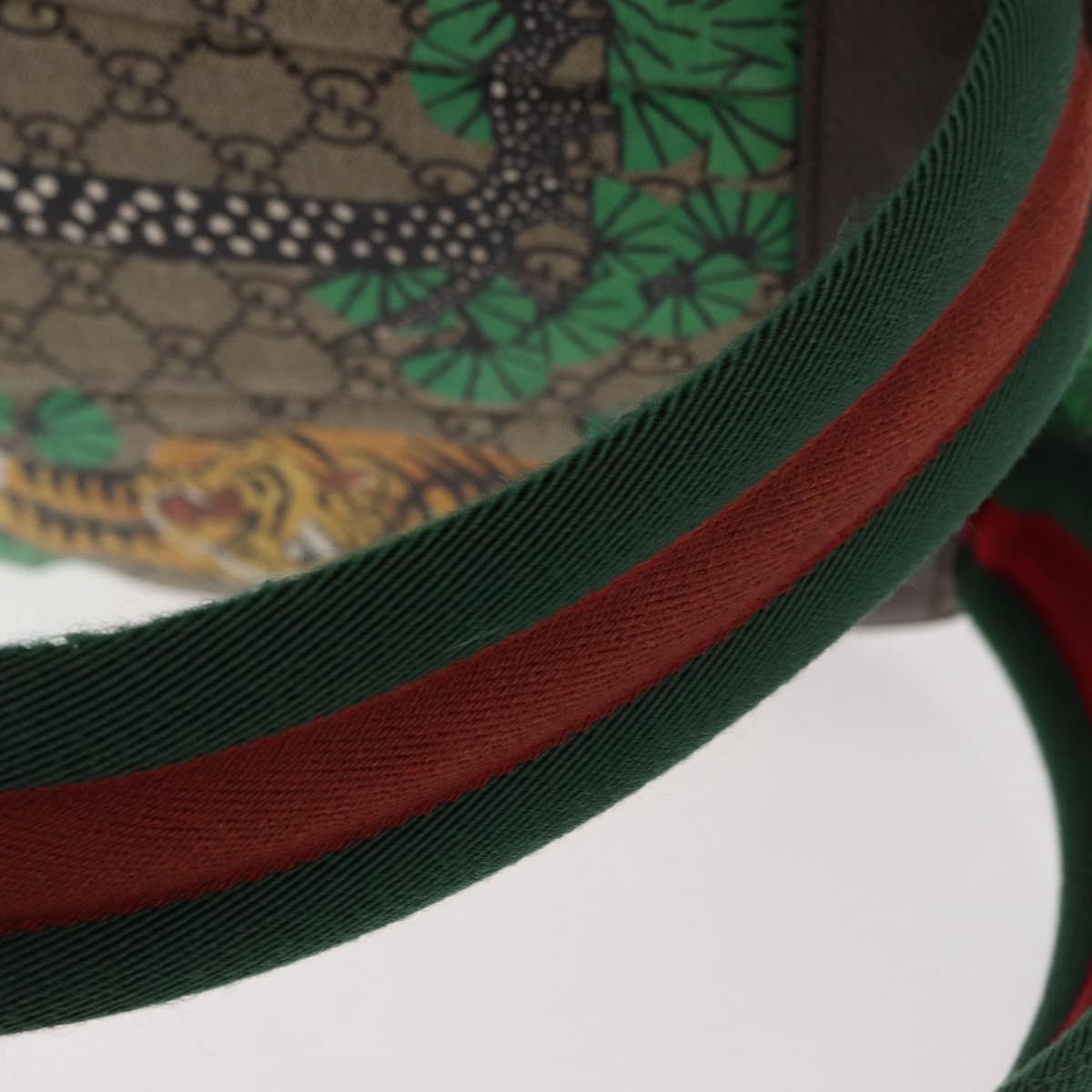 GUCCI GG Supreme Web Sherry Line Backpack PVC Bengal Beige 428027 Auth bs36164