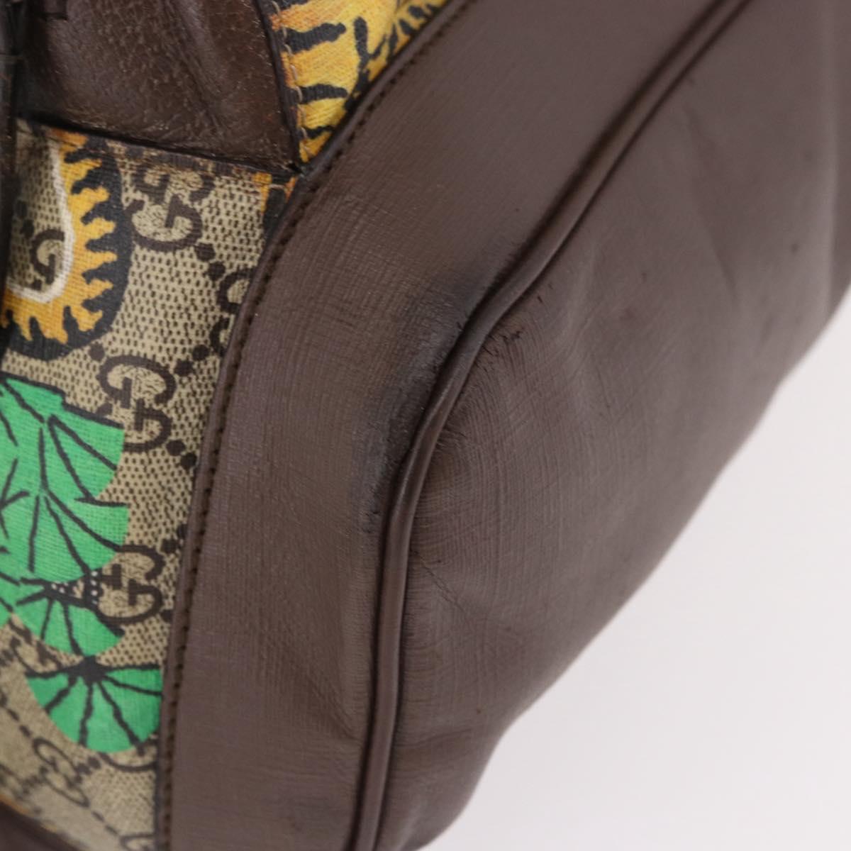 GUCCI GG Supreme Web Sherry Line Backpack PVC Bengal Beige 428027 Auth bs36164