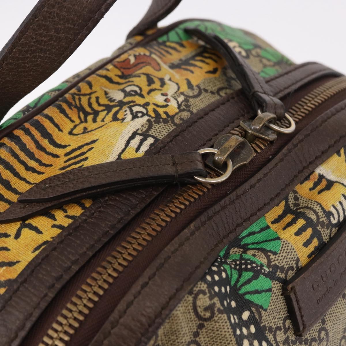 GUCCI GG Supreme Web Sherry Line Backpack PVC Bengal Beige 428027 Auth bs36164