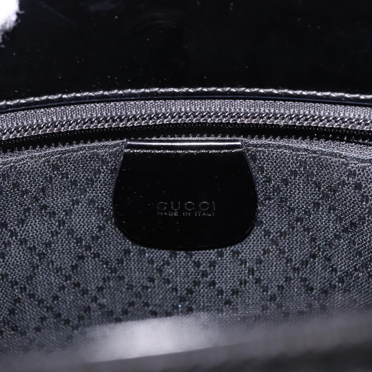 GUCCI Bamboo Hand Bag Canvas Black Silver 000 1998 0540 Auth bs36165