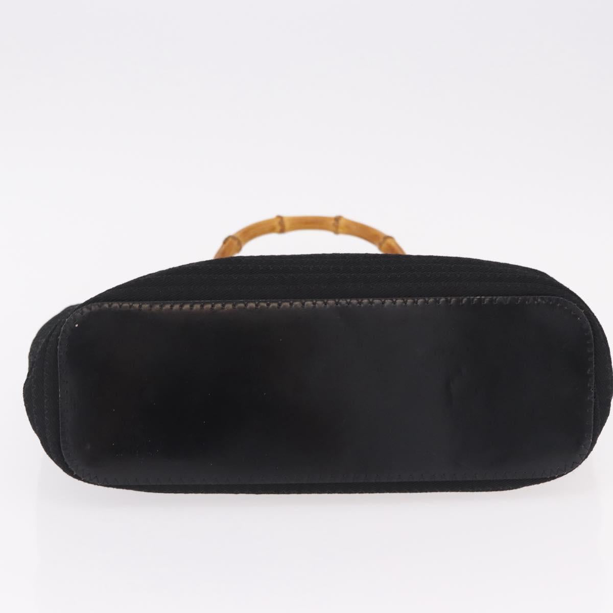 GUCCI Bamboo Hand Bag Canvas Black Silver 000 1998 0540 Auth bs36165