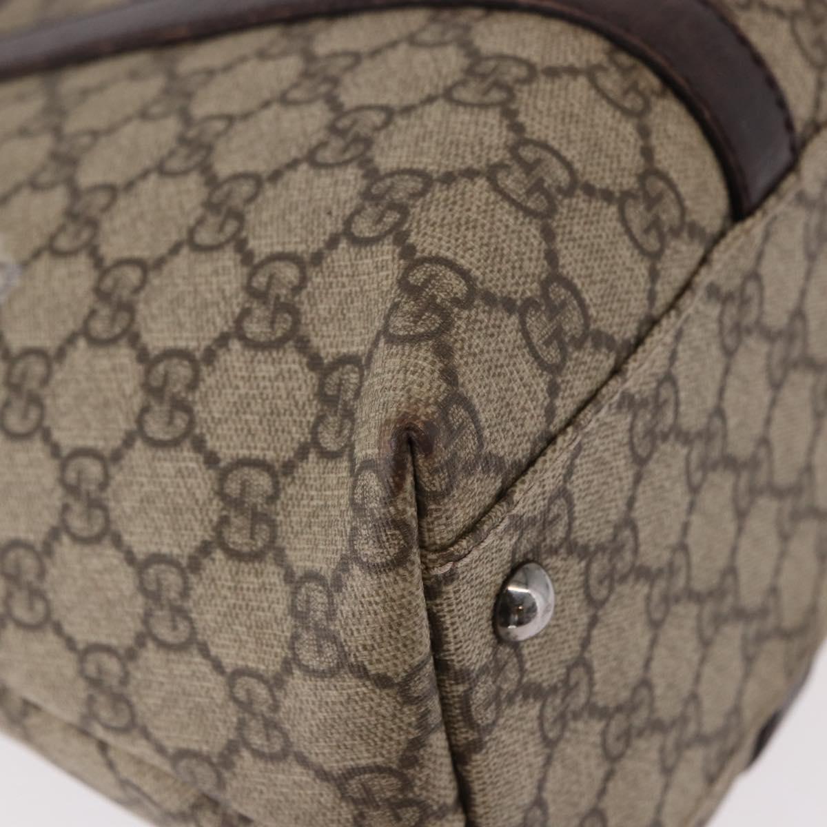 GUCCI GG Supreme Tote Bag PVC Beige Silver 114595 Auth bs36166