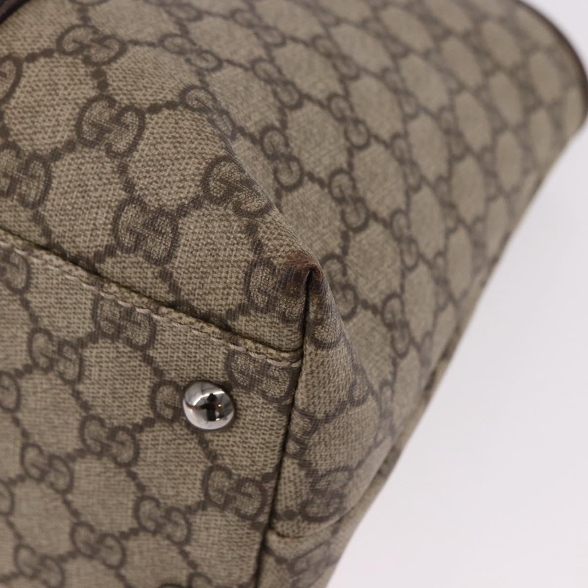 GUCCI GG Supreme Tote Bag PVC Beige Silver 114595 Auth bs36166