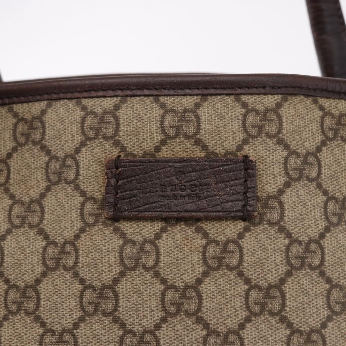 GUCCI GG Supreme Tote Bag PVC Beige Silver 114595 Auth bs36166
