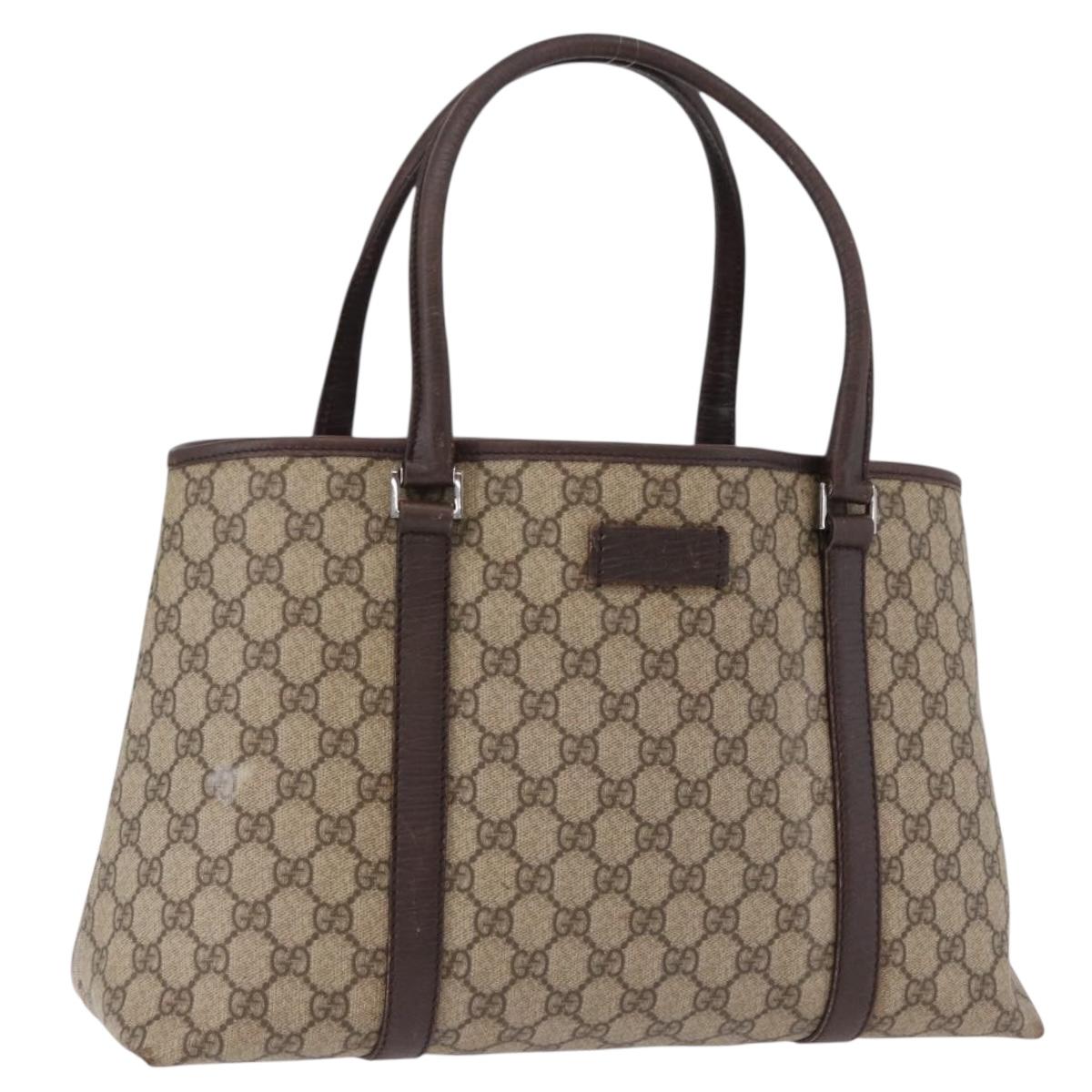 GUCCI GG Supreme Tote Bag PVC Beige Silver 114595 Auth bs36166