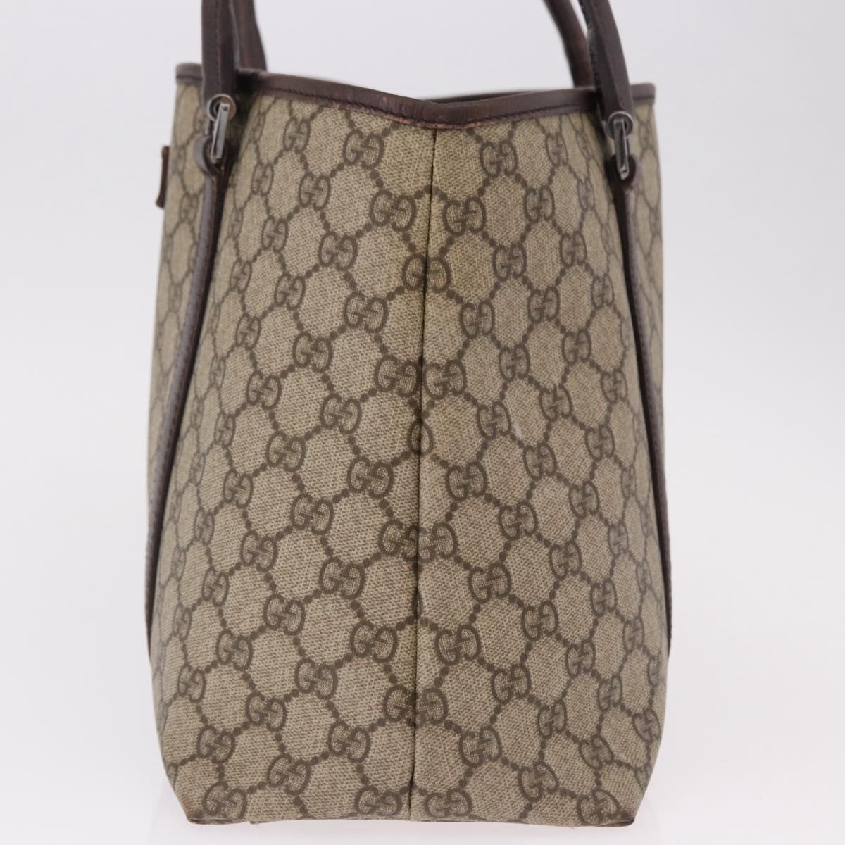 GUCCI GG Supreme Tote Bag PVC Beige Silver 114595 Auth bs36166