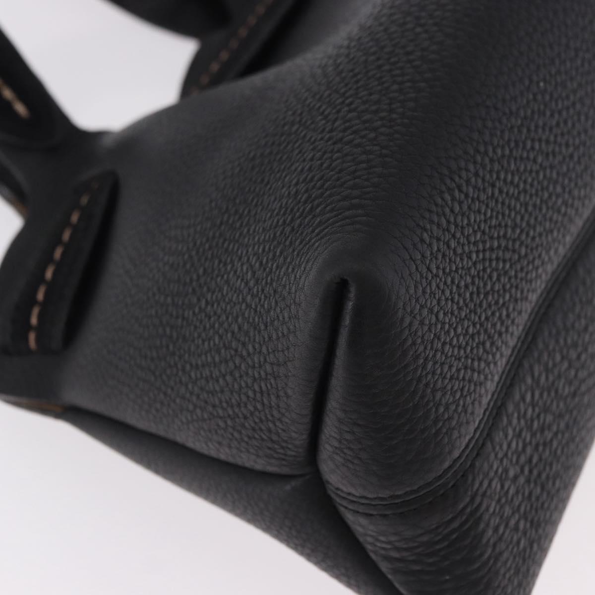 Salvatore Ferragamo Hand Bag Leather Black Gold Auth bs36167