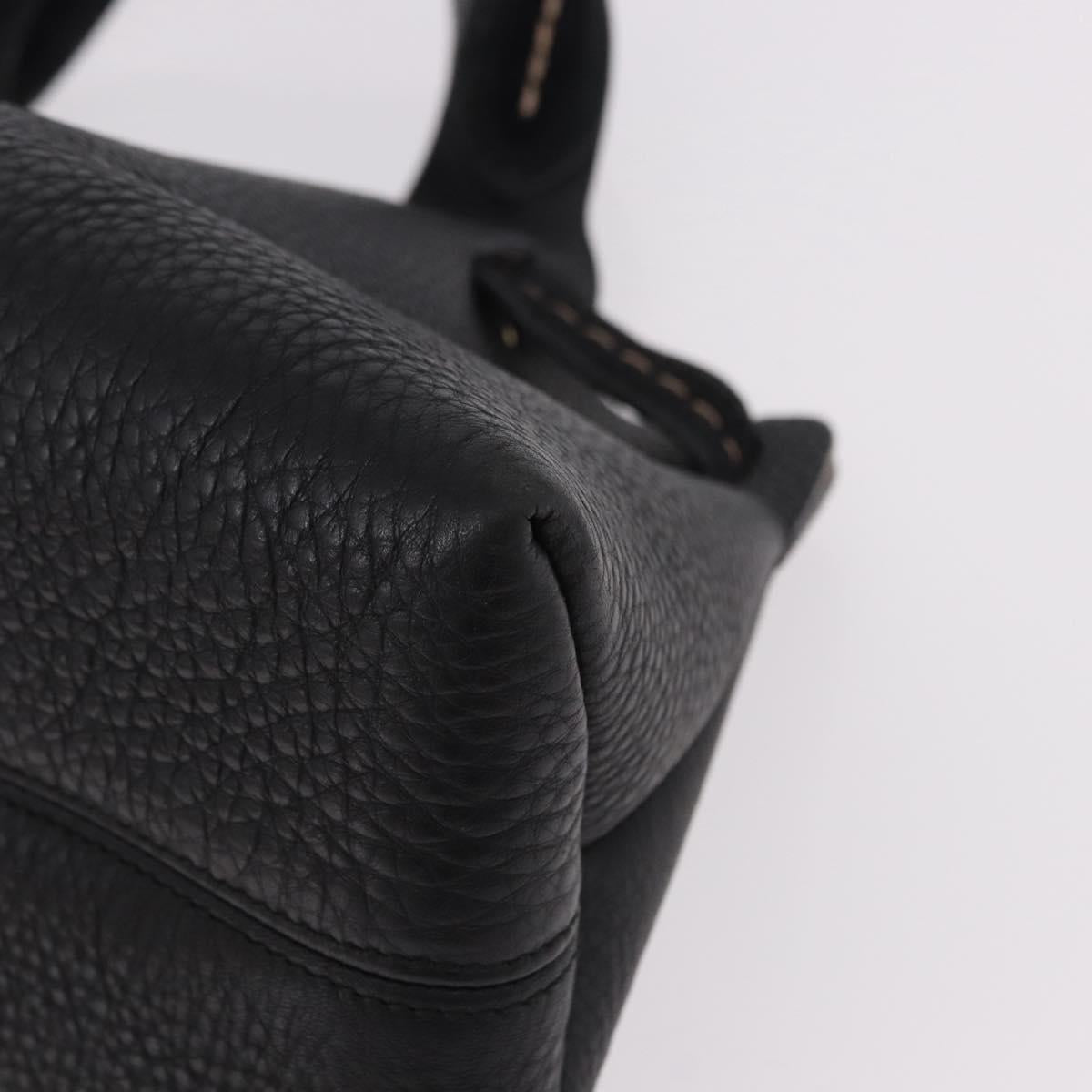 Salvatore Ferragamo Hand Bag Leather Black Gold Auth bs36167