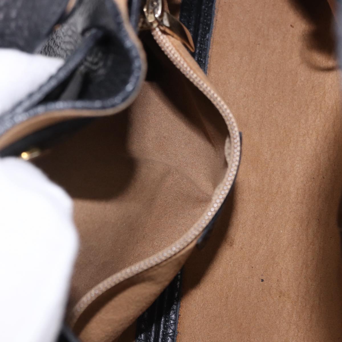 Salvatore Ferragamo Hand Bag Leather Black Gold Auth bs36167