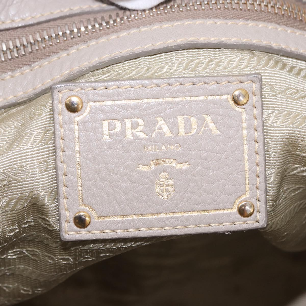 PRADA Hand Bag Leather 2way Gray Gold Auth bs36168