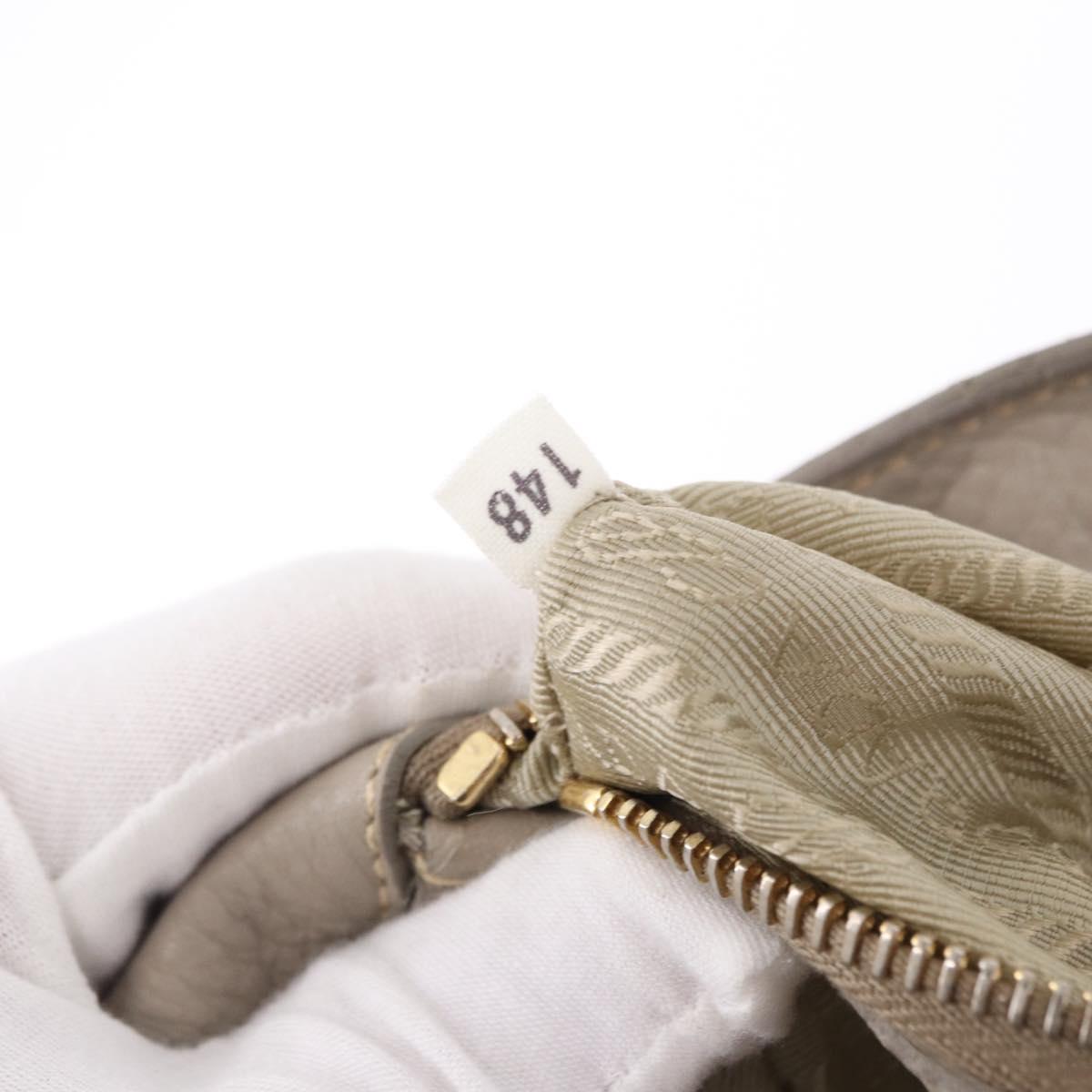 PRADA Hand Bag Leather 2way Gray Gold Auth bs36168