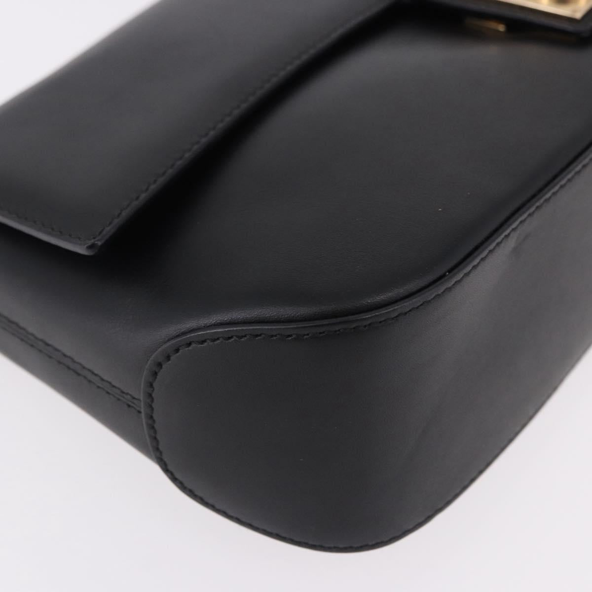 Salvatore Ferragamo Gancini Hand Bag Leather Black Gold Auth bs36169V