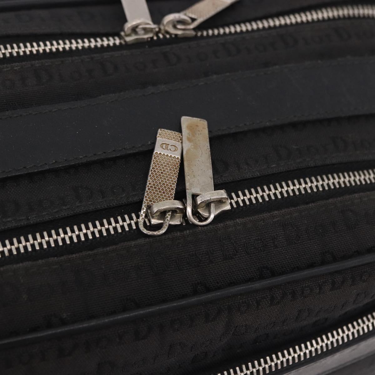 Christian Dior Clutch Bag Canvas Black Silver Auth bs36170