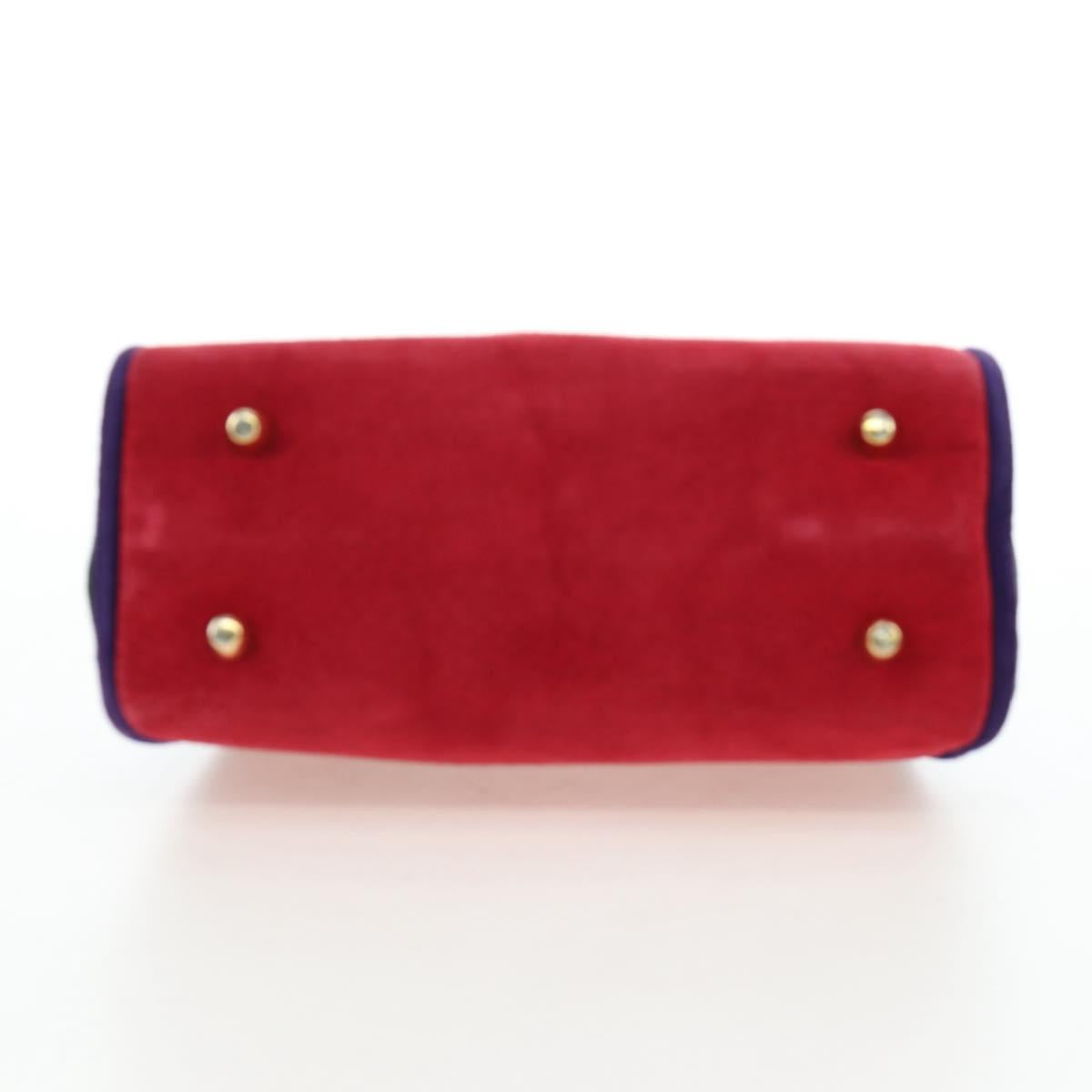 Christian Dior Hand Bag Suede 2way Red Gold Auth bs36171V