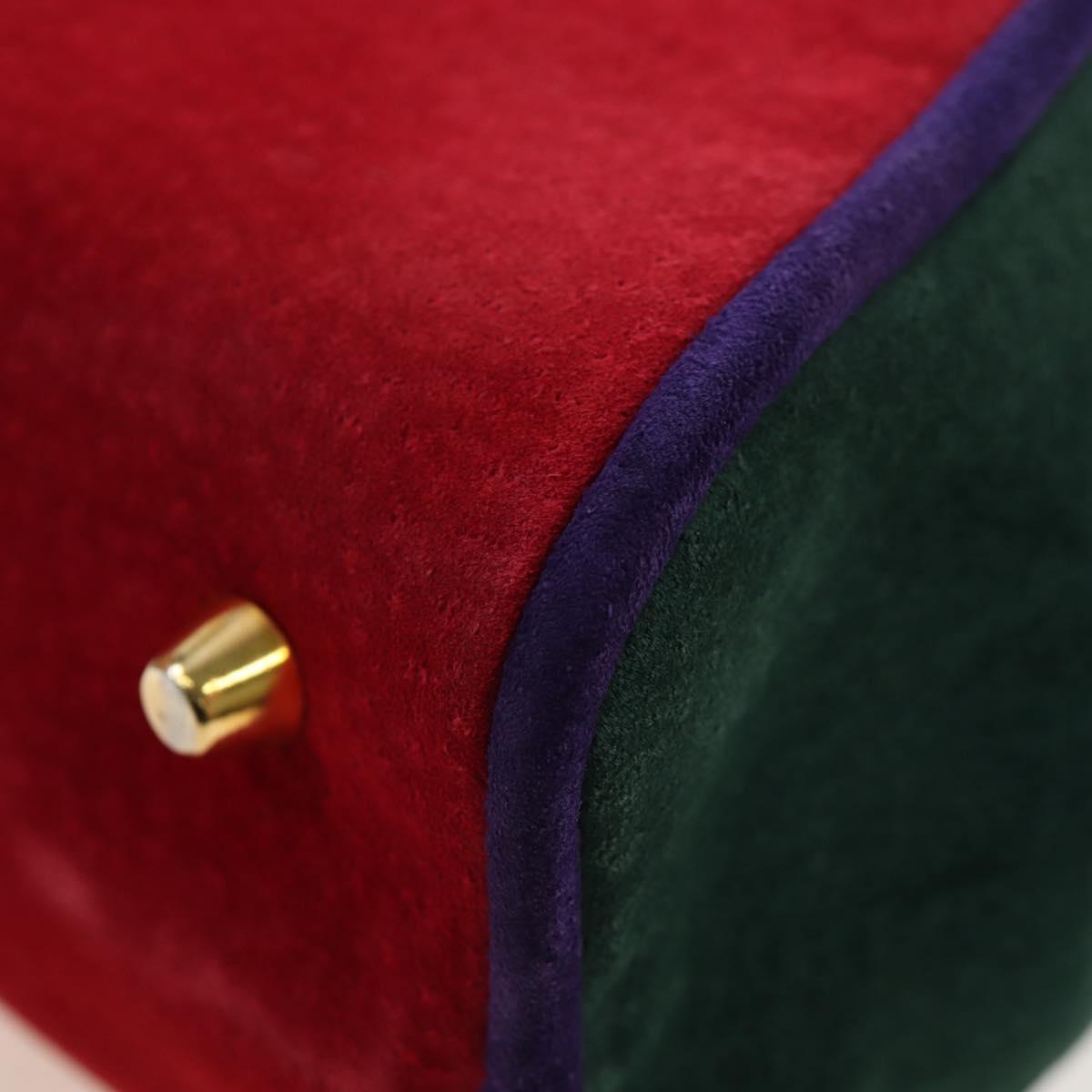Christian Dior Hand Bag Suede 2way Red Gold Auth bs36171V