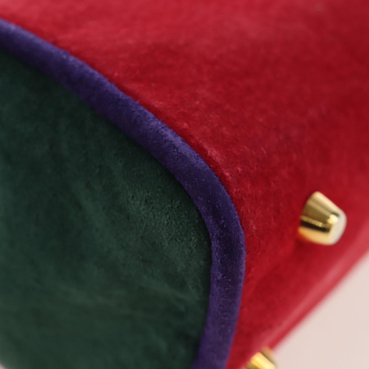 Christian Dior Hand Bag Suede 2way Red Gold Auth bs36171V