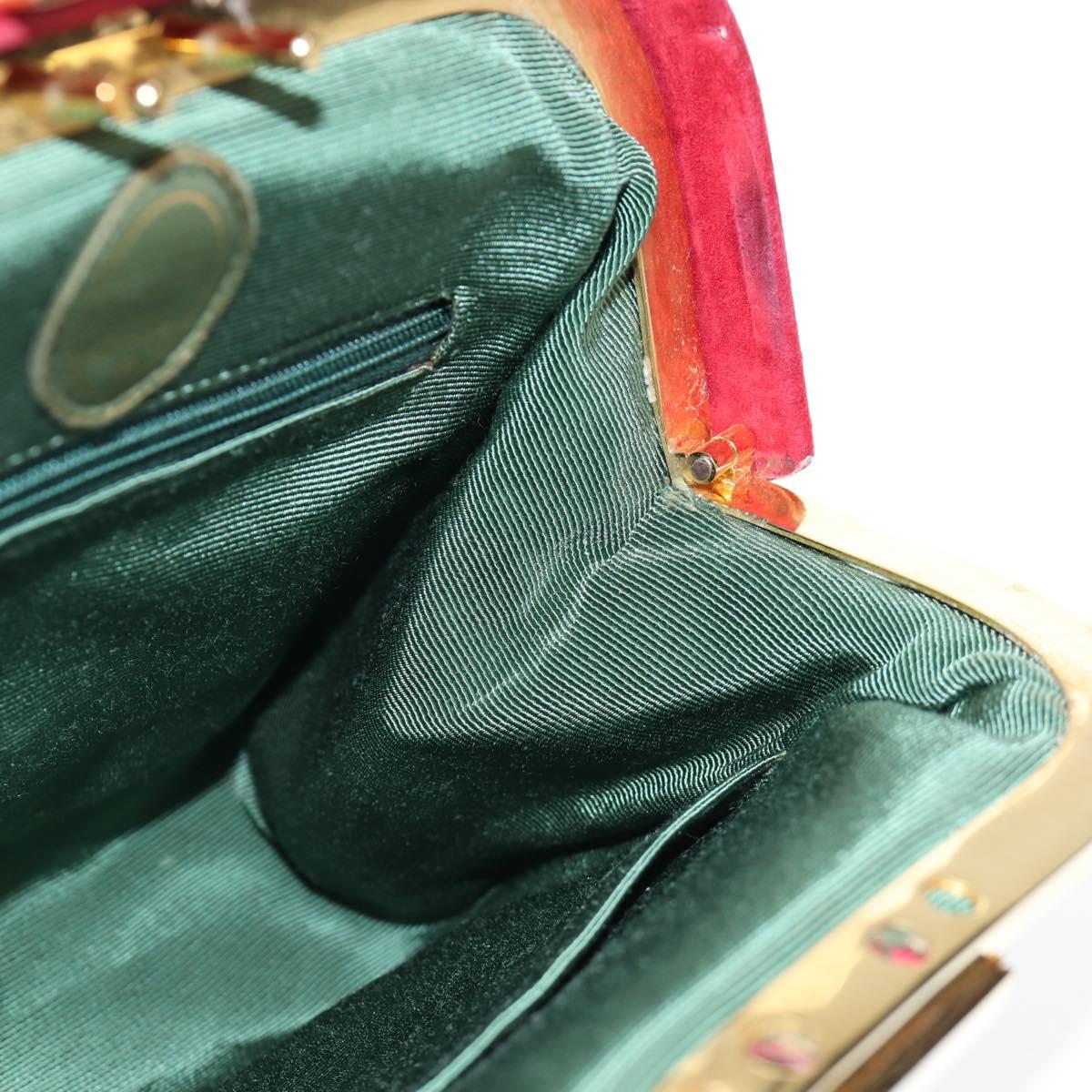 Christian Dior Hand Bag Suede 2way Red Gold Auth bs36171V