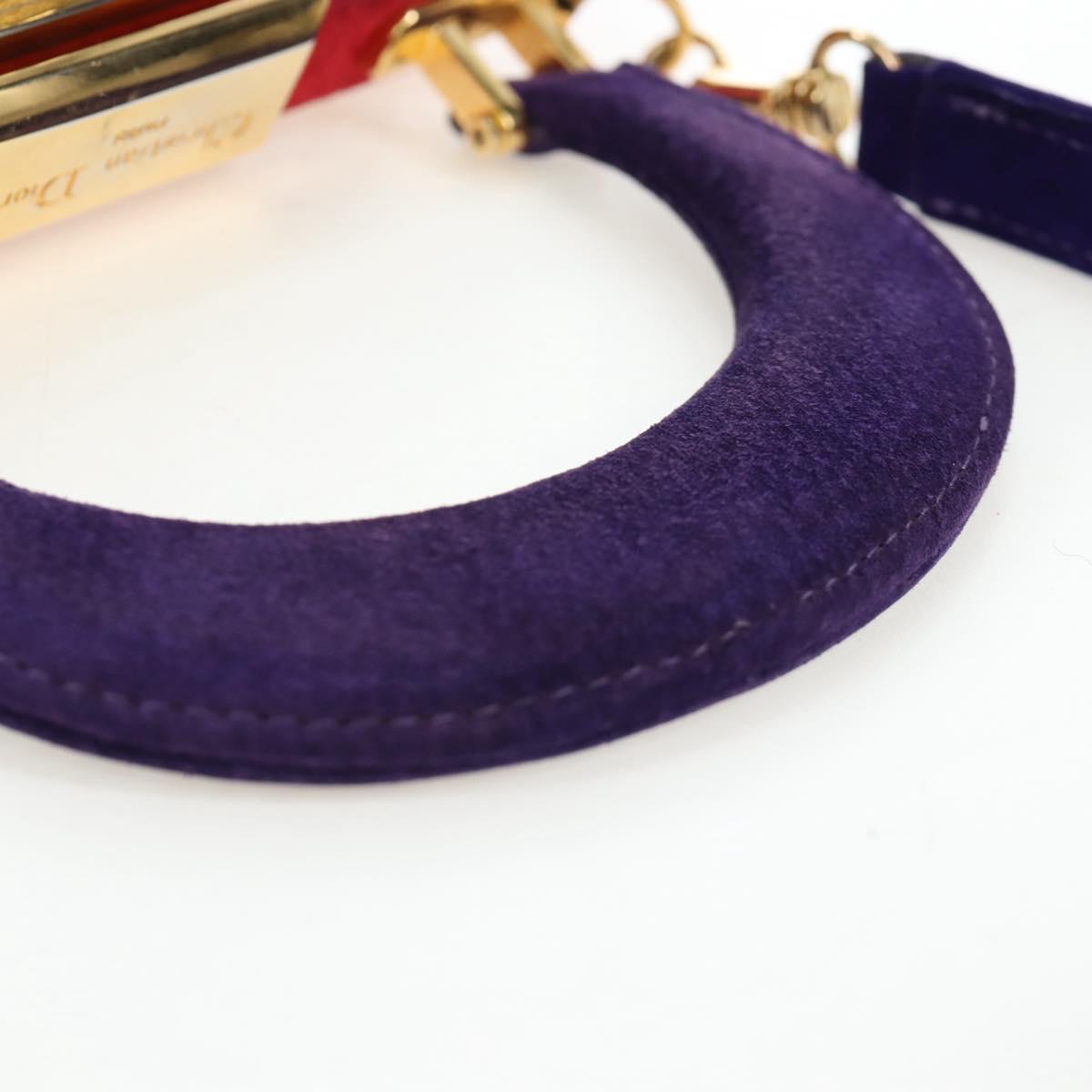 Christian Dior Hand Bag Suede 2way Red Gold Auth bs36171V