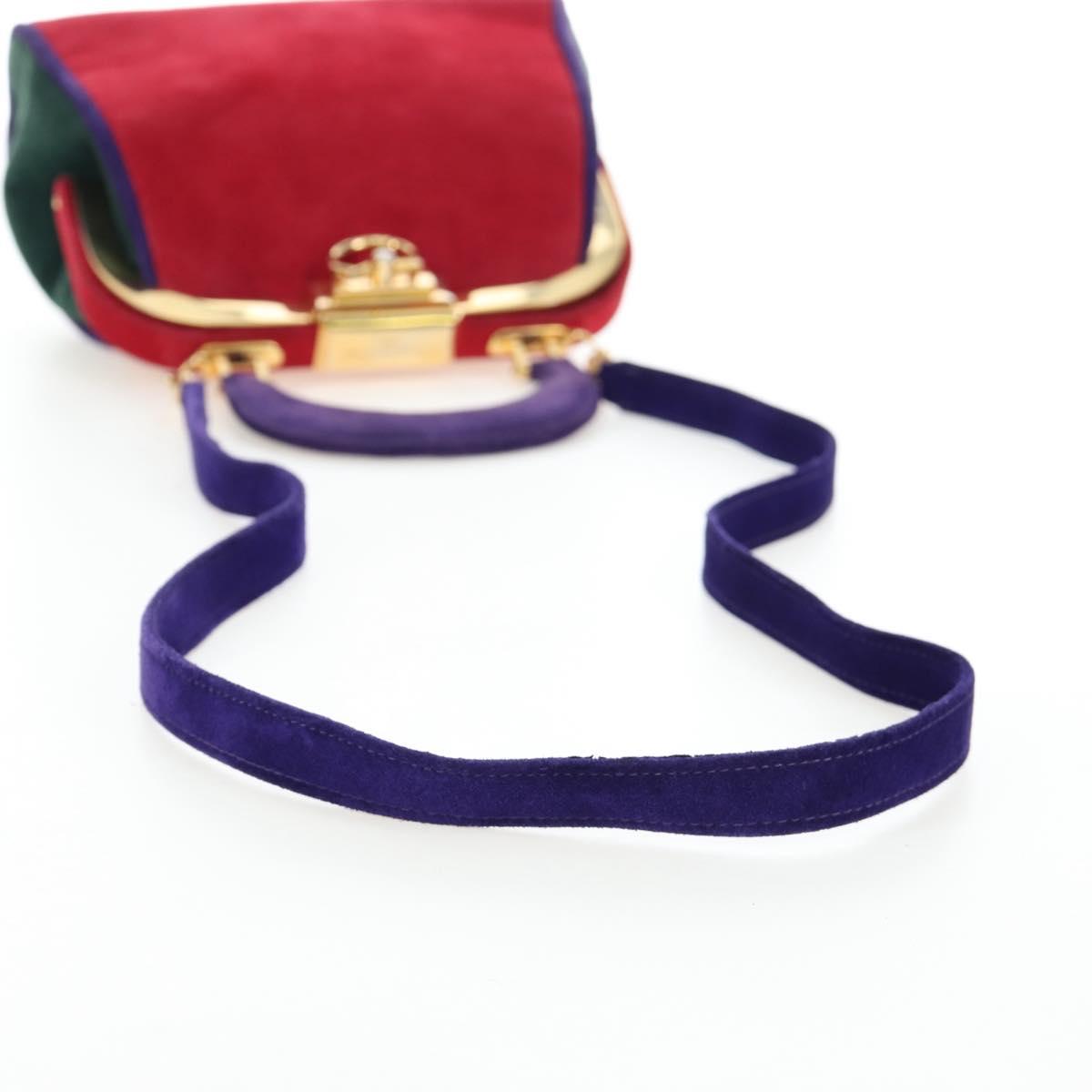 Christian Dior Hand Bag Suede 2way Red Gold Auth bs36171V