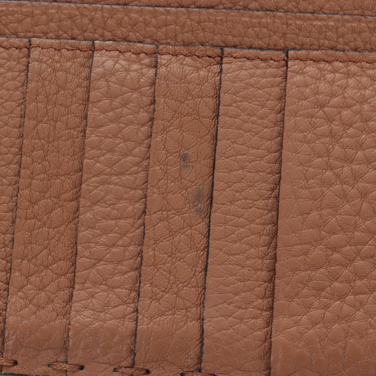 FENDI Seleria Peek A Boo Long Wallet Leather Brown Silver Auth bs36174A