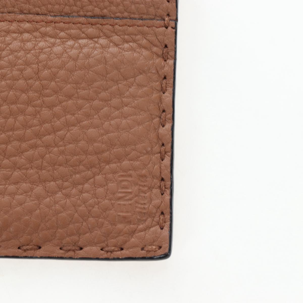 FENDI Seleria Peek A Boo Long Wallet Leather Brown Silver Auth bs36174A