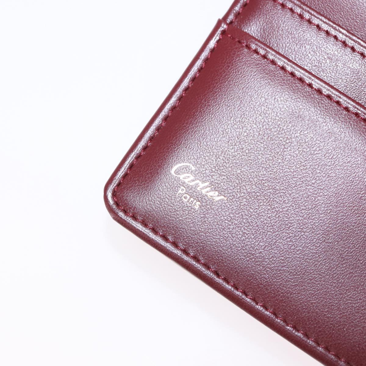 CARTIER Must Line Long Wallet Leather Bordeaux Gold Auth bs36176V