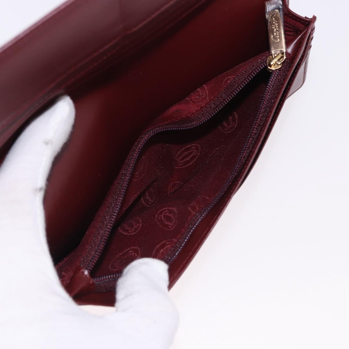 CARTIER Must Line Long Wallet Leather Bordeaux Gold Auth bs36176V