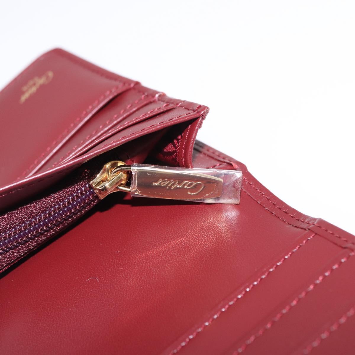 CARTIER Must Line Long Wallet Leather Bordeaux Gold Auth bs36176V